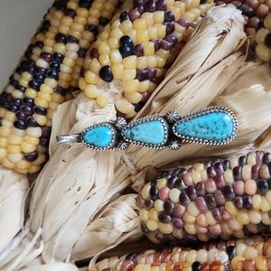 Gorgeous NWOT Native American Navajo Handmade 3 Stone Turquoise Pendant 💙🩵💙🎁